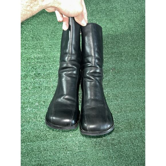 Harley Davidson Size 10 Black Leather Flame Boots Heels Double Zipper - Picture 8 of 11